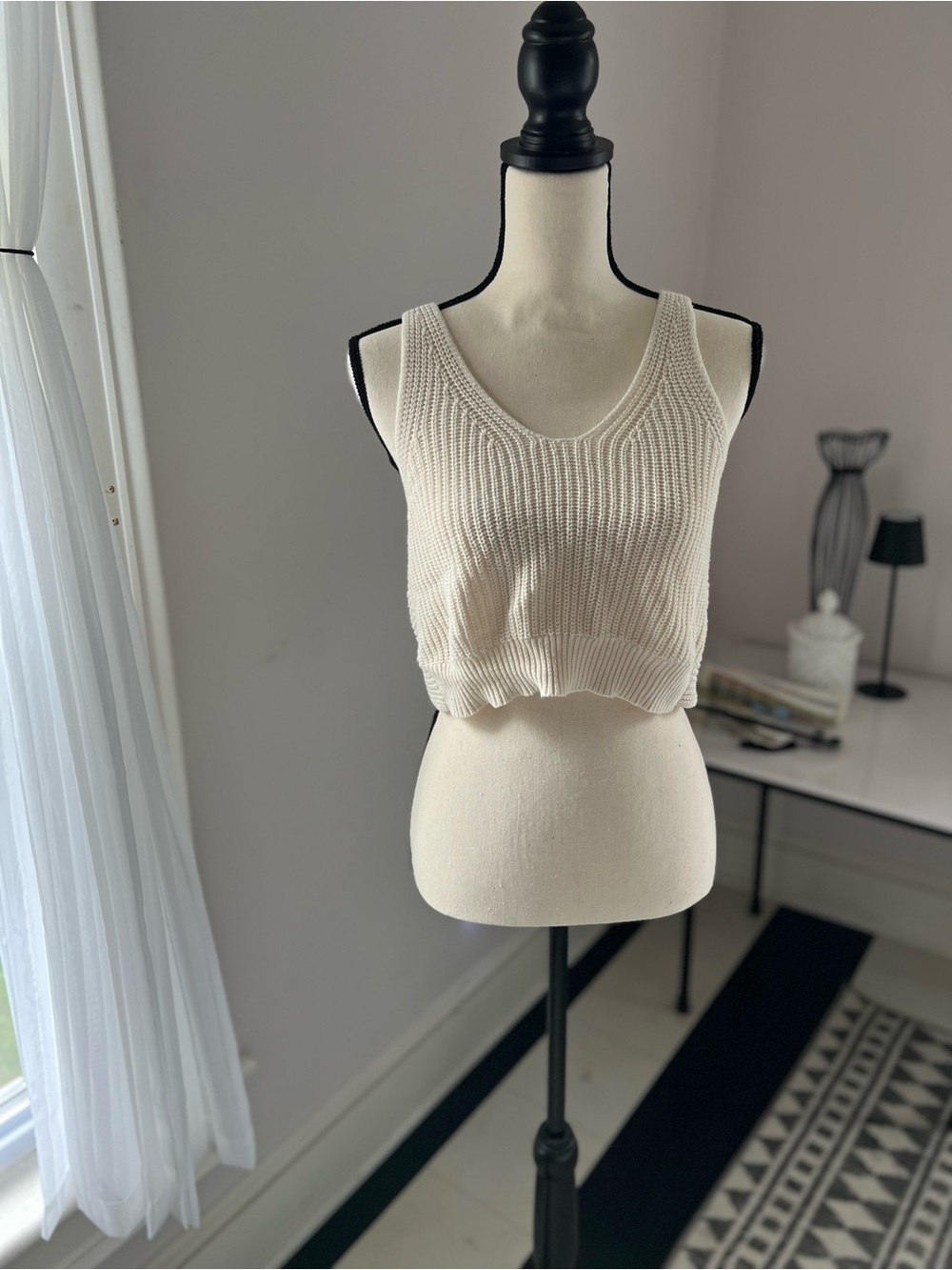 Lulu's Cream Ribbed Cropped Tank